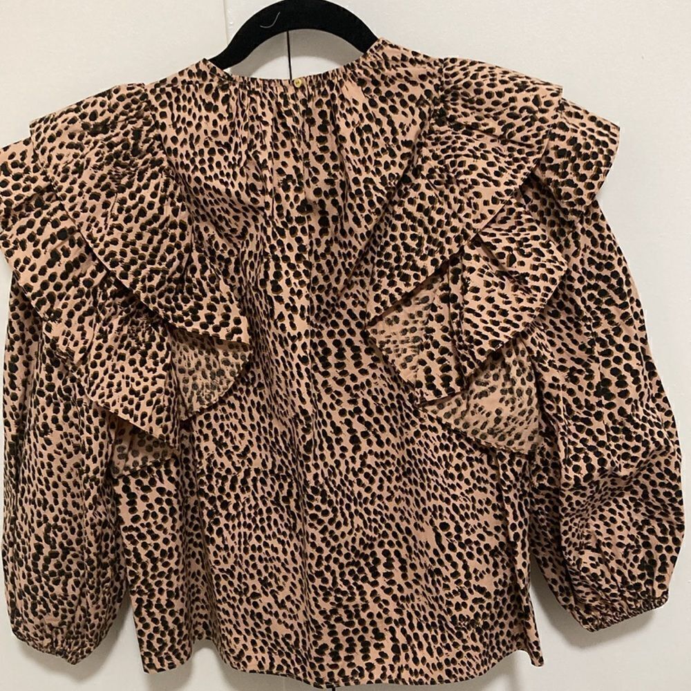 Ulla Johnson NWOT Cotton Ruffled Long Sleeve Blouse in Chettah Print.Size 0. - Picture 2 of 9